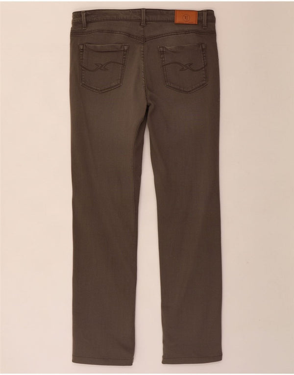 Trussardi Womens Straight Casual Trousers W31 L28 Grey Lyocell