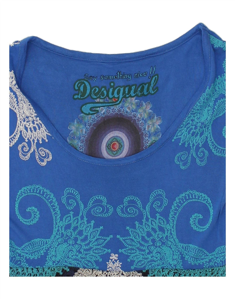 DESIGUAL Womens Graphic A-Line Dress UK 12 Medium Blue Paisley | Vintage Desigual | Thrift | Second-Hand Desigual | Used Clothing | Messina Hembry 