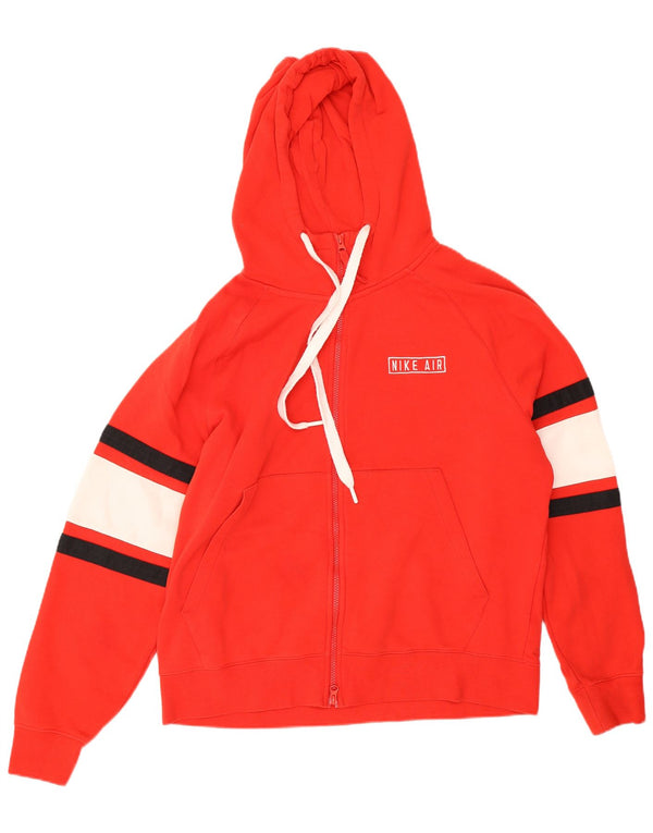 Nike Mens Zip Hoodie Sweater Large Red Colourblock Cotton