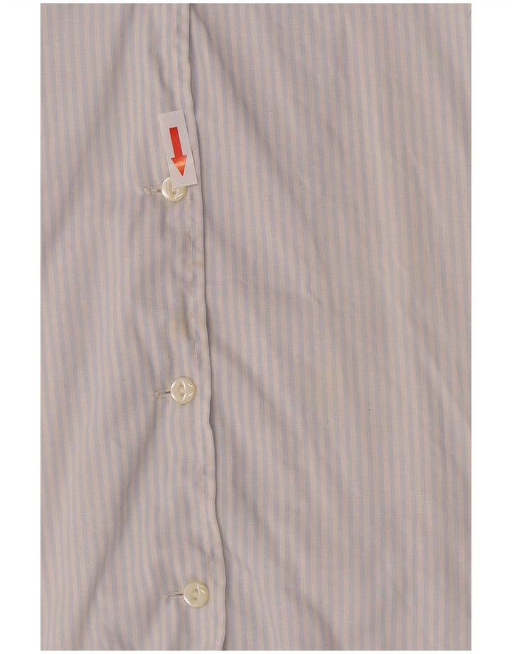 Benetton Womens Short Sleeve Shirt Blouse IT 44 Medium Blue Pinstripe