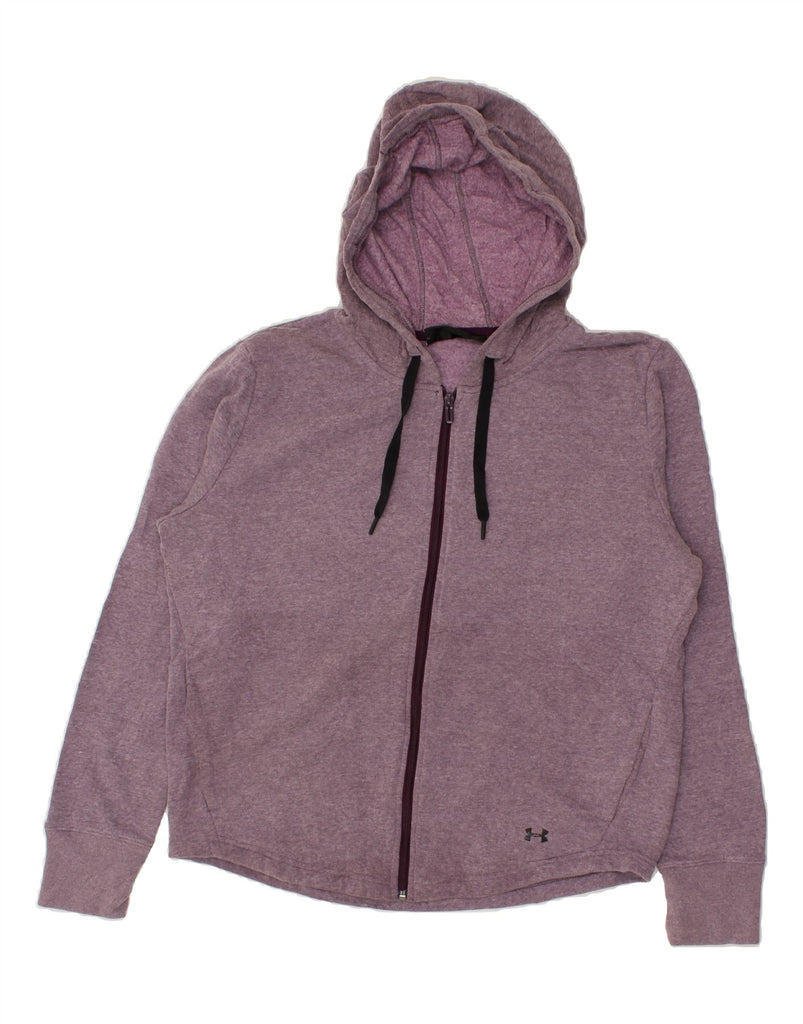 UNDER ARMOUR Womens Zip Hoodie Sweater UK 16 Large Purple Cotton | Vintage Under Armour | Thrift | Second-Hand Under Armour | Used Clothing | Messina Hembry 