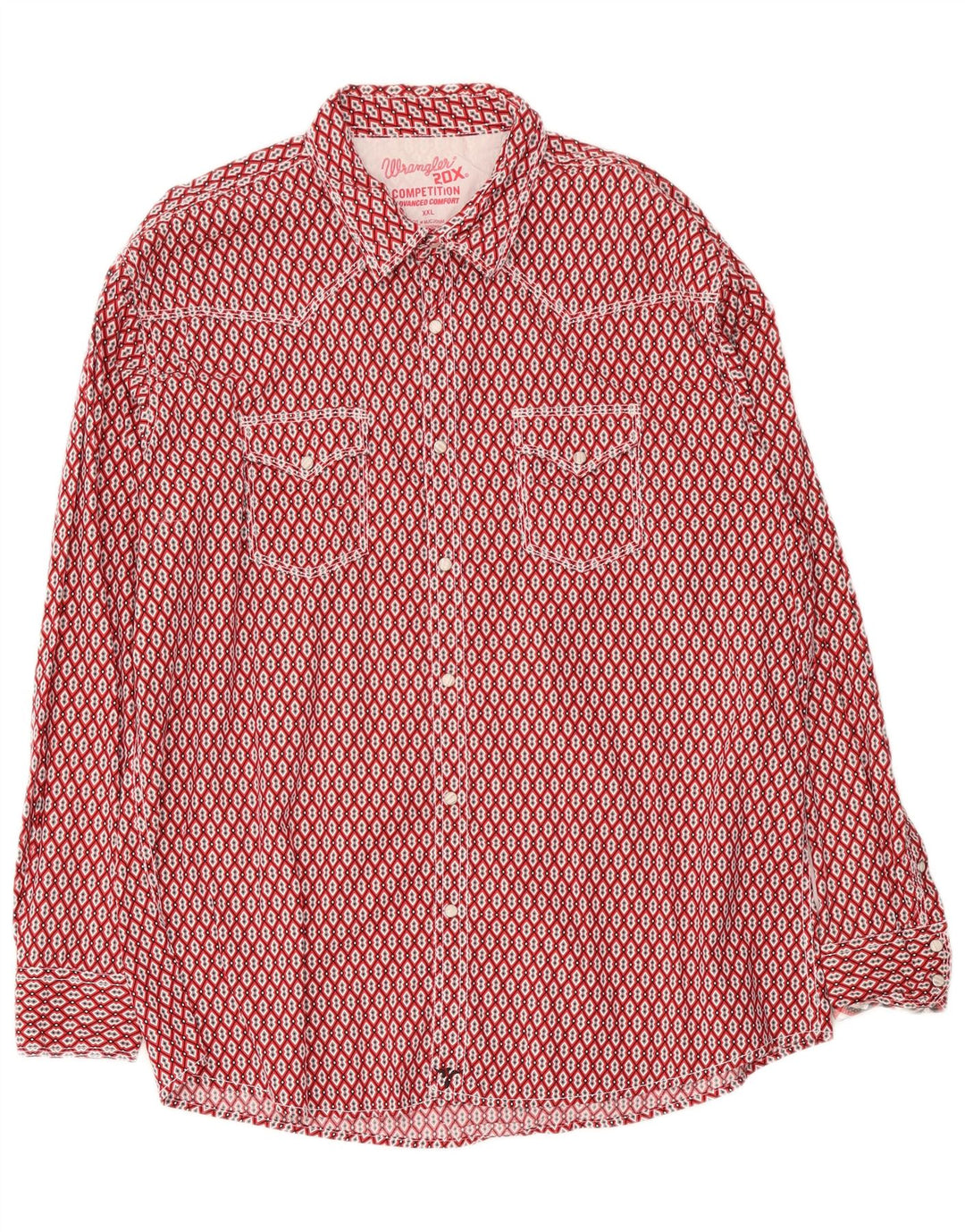 Wrangler Mens Shirt 2XL Red Geometric Cotton