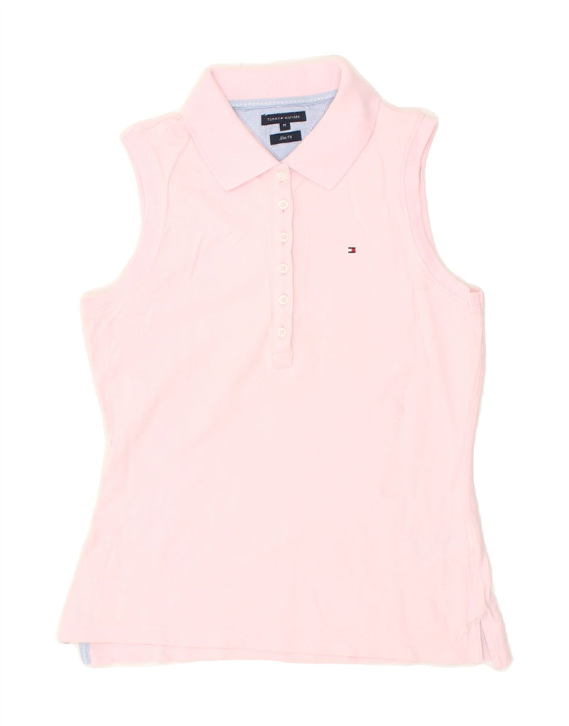 TOMMY HILFIGER Womens Slim Fit Sleeveless Polo Shirt UK 12 Medium Pink | Vintage Tommy Hilfiger | Thrift | Second-Hand Tommy Hilfiger | Used Clothing | Messina Hembry 