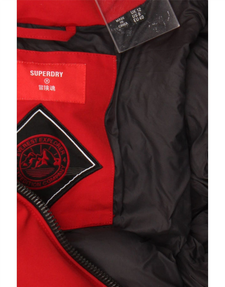 Superdry Womens Bomber Padded Jacket UK 12 Medium Red Polyester