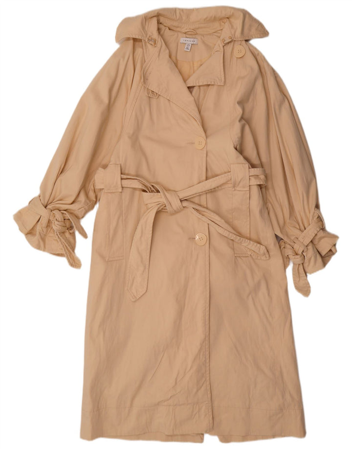 Topshop Womens Oversized Trench Coat UK 8 Small Beige Cotton