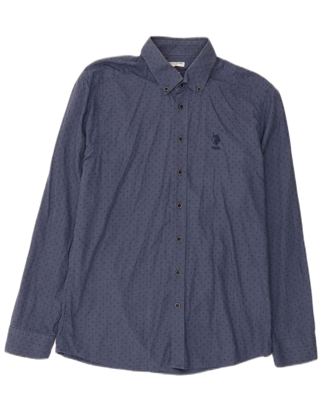 U.S. Polo Assn. Mens Slim Fit Shirt Medium Blue Spotted Cotton