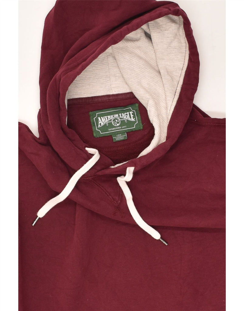 AMERICAN EAGLE Mens Hoodie Jumper Large Burgundy Cotton | Vintage American Eagle | Thrift | Second-Hand American Eagle | Used Clothing | Messina Hembry 