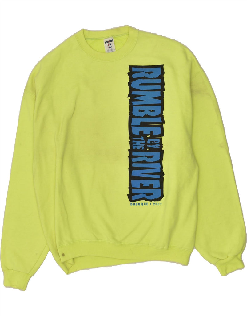 JERZEES Mens Graphic Sweatshirt Jumper XL Yellow Cotton | Vintage Jerzees | Thrift | Second-Hand Jerzees | Used Clothing | Messina Hembry 