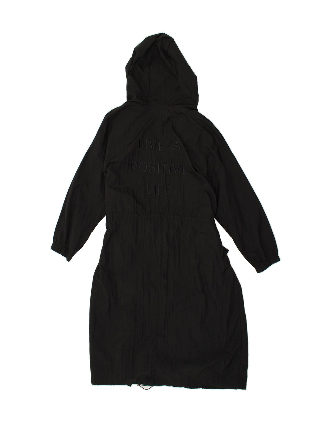 BENETTON Womens Graphic Hooded Overcoat UK 10 Small Black Polyamide Vintage Benetton and Second-Hand Benetton from Messina Hembry 