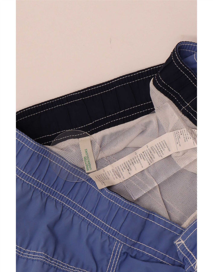 Benetton Mens Swimming Shorts Small Blue Cotton