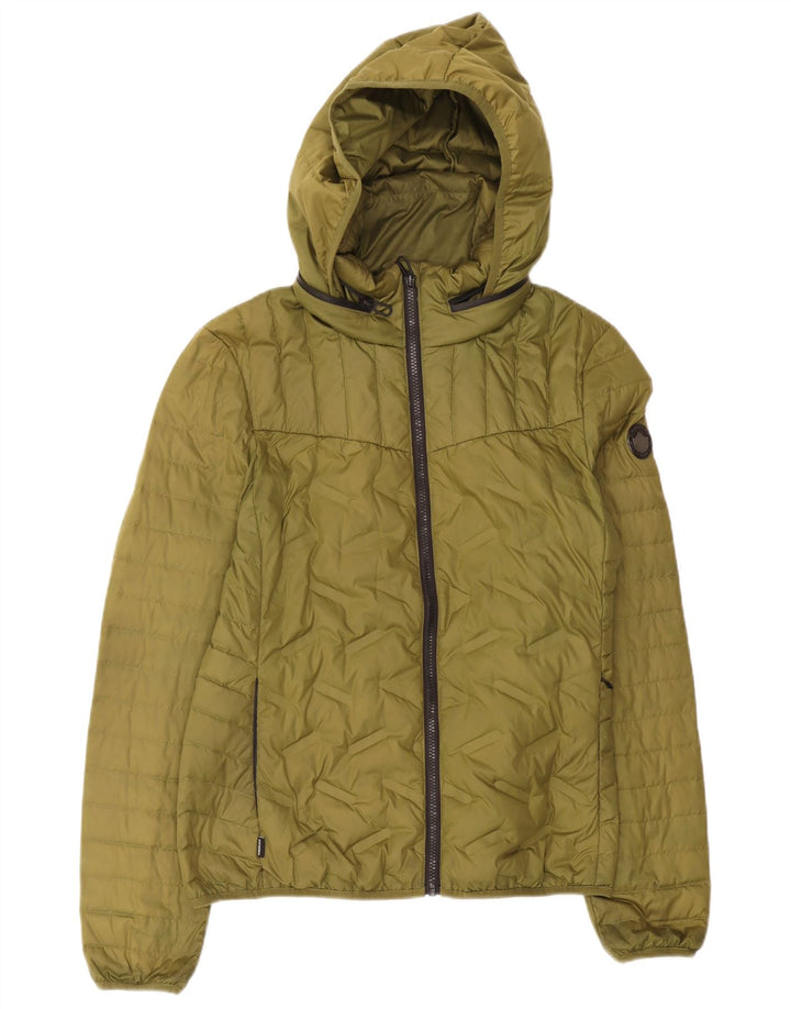 Superdry Mens Hooded Padded Jacket UK 14 Large Green Polyester