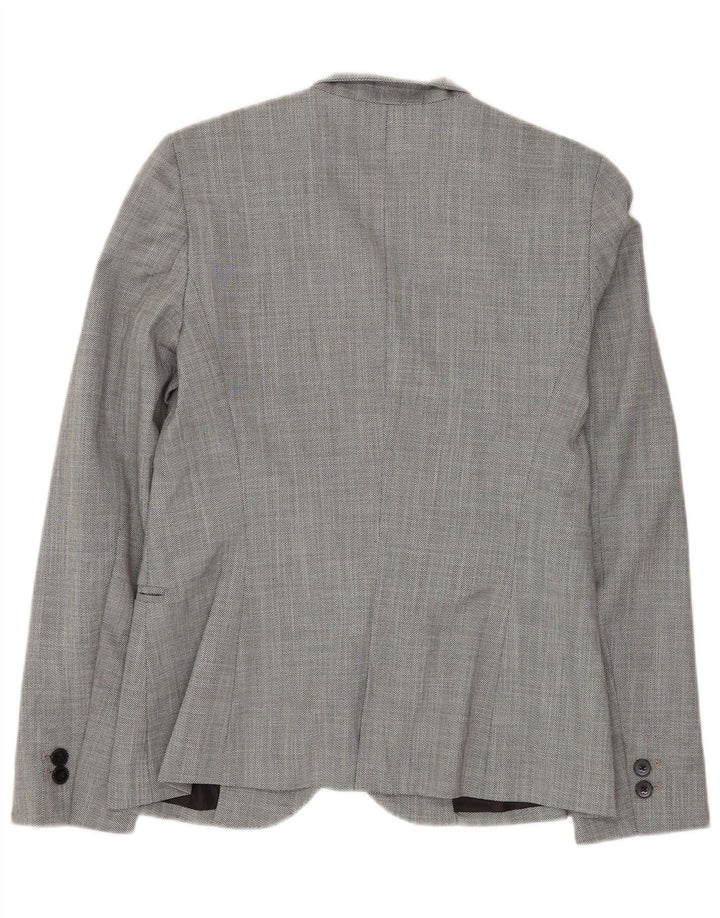 ZARA Womens 1 Button Blazer Jacket EU 36 XS Grey Polyester