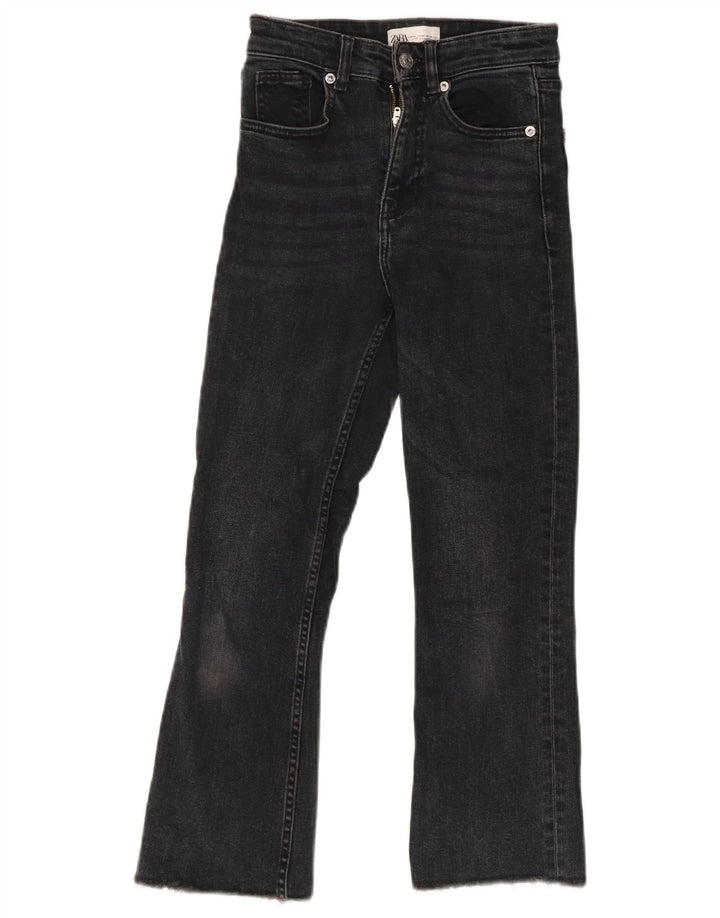ZARA Womens Cropped Jeans EU 34 2XS W24 L23 Black