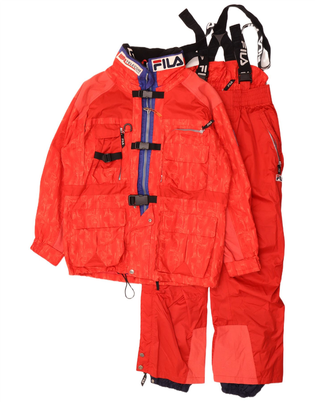 Fila Mens Graphic Ski 2 Piece Set IT 48 Medium W30 L29 Red Colourblock