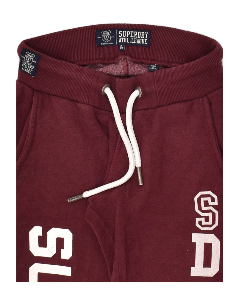 SUPERDRY Womens Graphic Tracksuit Trousers Joggers UK 2 2XS Burgundy | Vintage Superdry | Thrift | Second-Hand Superdry | Used Clothing | Messina Hembry 