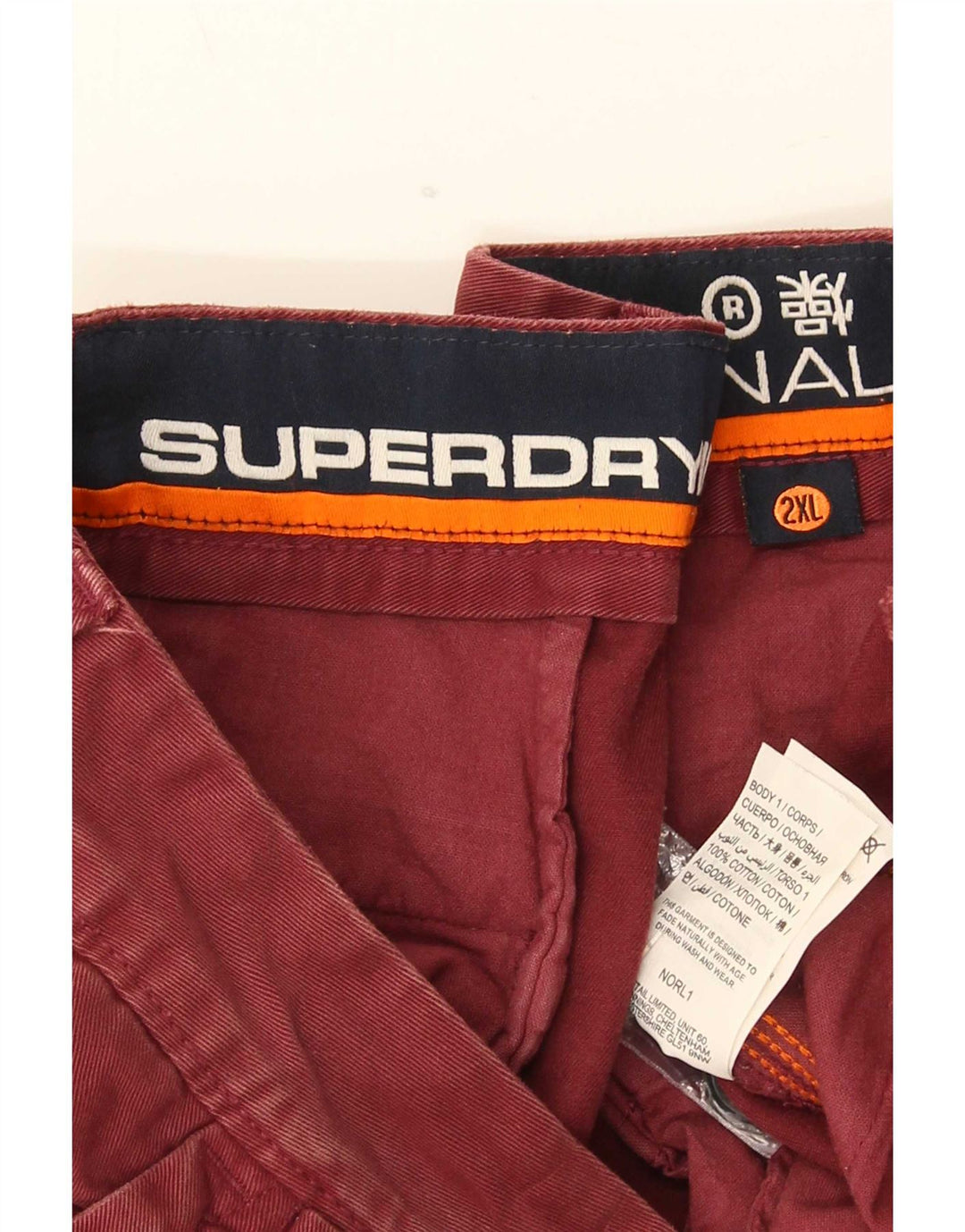 Superdry Mens Chino Shorts 2XL W42 Maroon Cotton