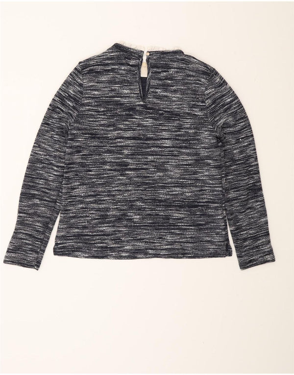Oasis Womens Top Long Sleeve UK 12 Medium Navy Blue Flecked