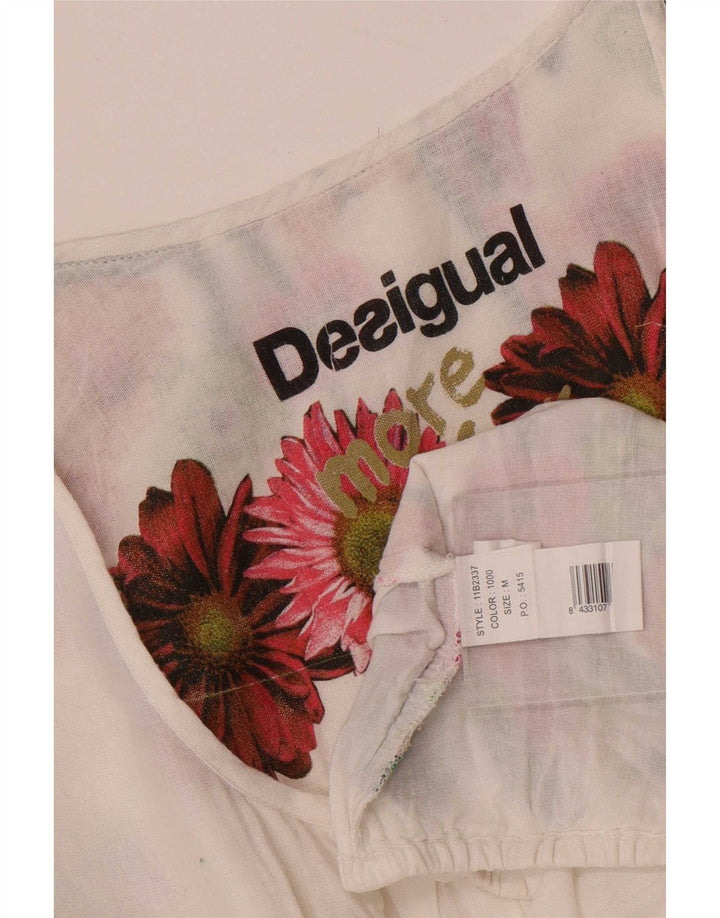 Desigual Womens Tunic Top UK 12 Medium White Floral Viscose