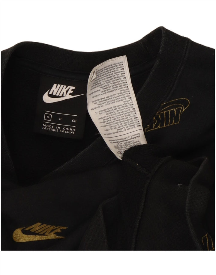 Nike Womens Graphic Oversized Sweatshirt Jumper UK 10 Small Black Cotton