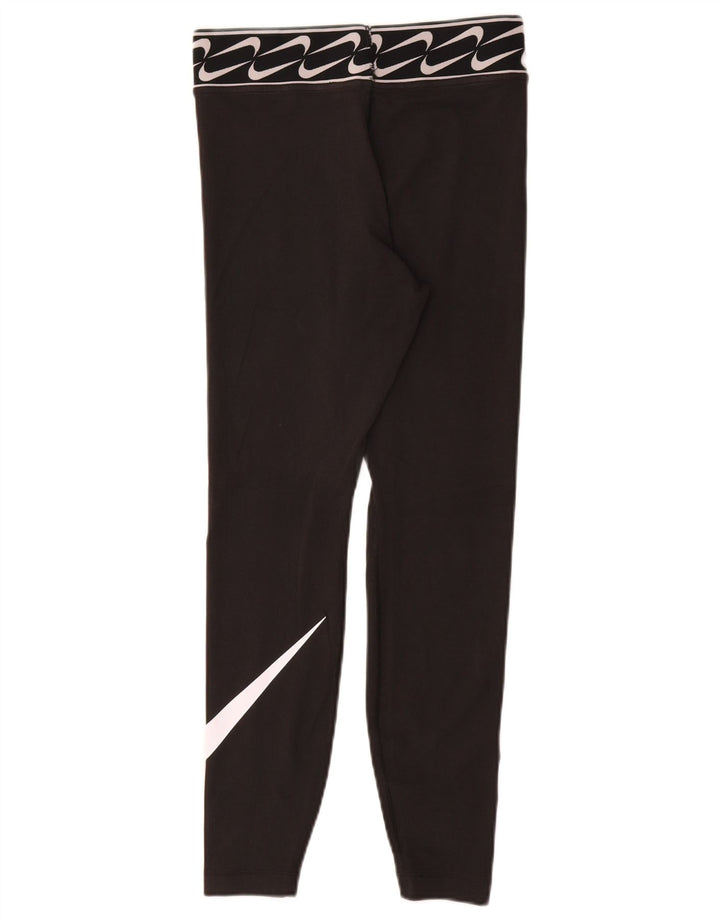 NIKE Womens Graphic Leggings UK 10 Small  Black Cotton