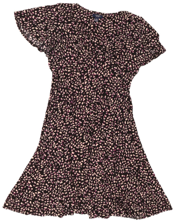 Chaps Womens A-Line Dress UK 14 Large Black Spotted Polyester