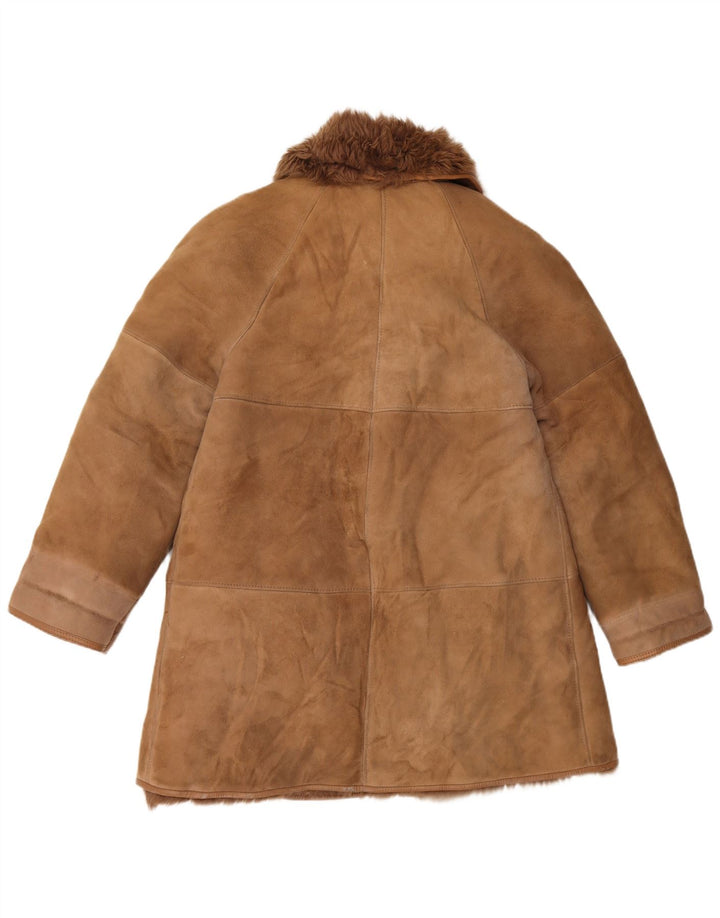 Vintage Womens Shearling Coat EU 42 Large Beige Shearling