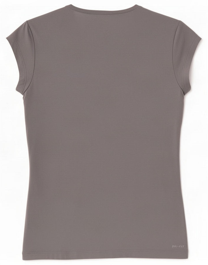 Nike Womens Dri Fit T-Shirt Top UK 12 Medium Grey Polyester