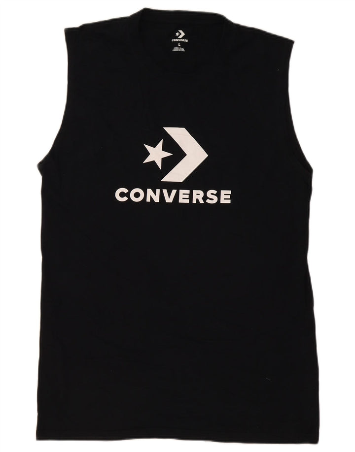 Converse Mens Graphic Vest Top Large Black Cotton