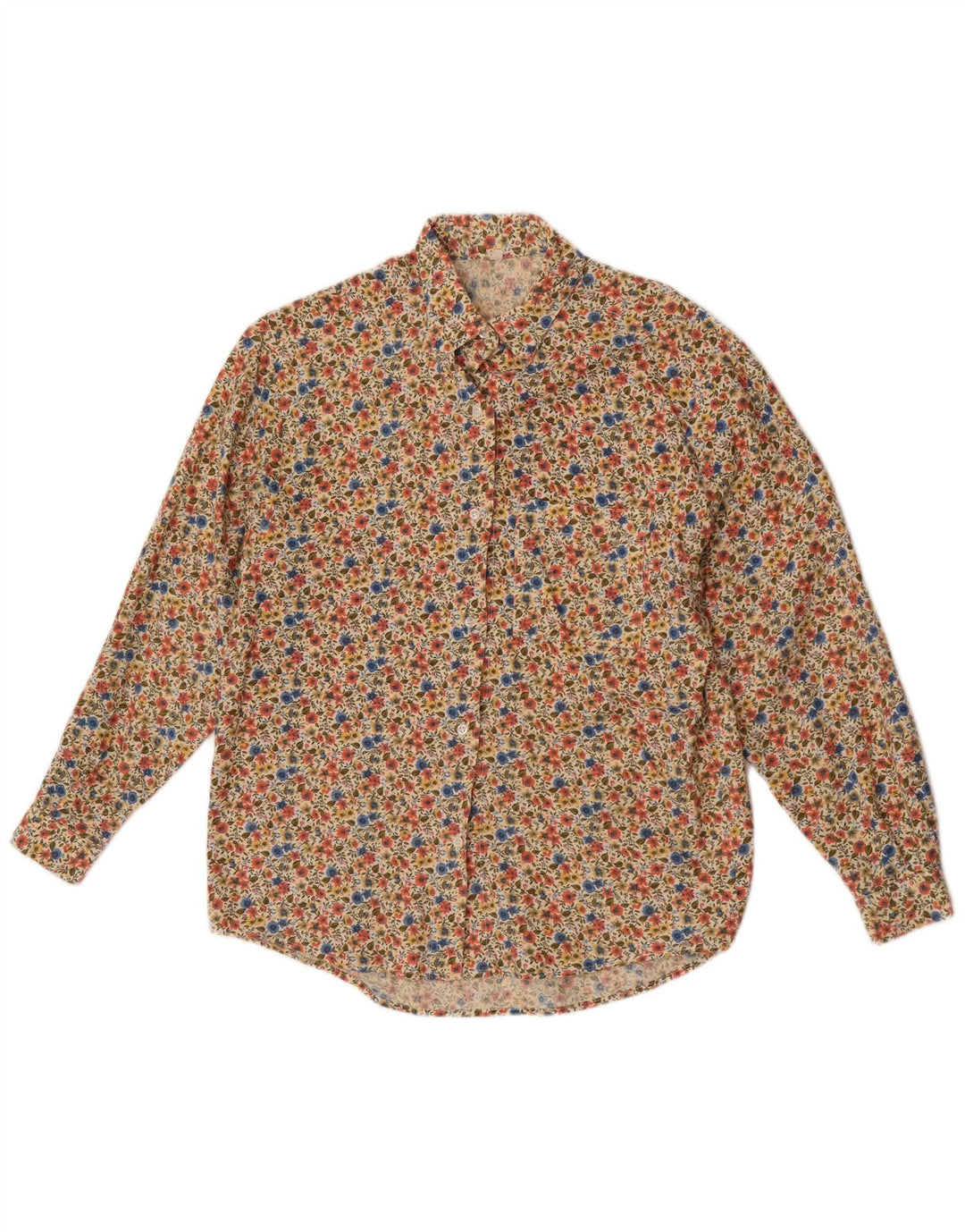 Vintage Womens Shirt IT 42/44 Large Multicoloured Floral Cotton