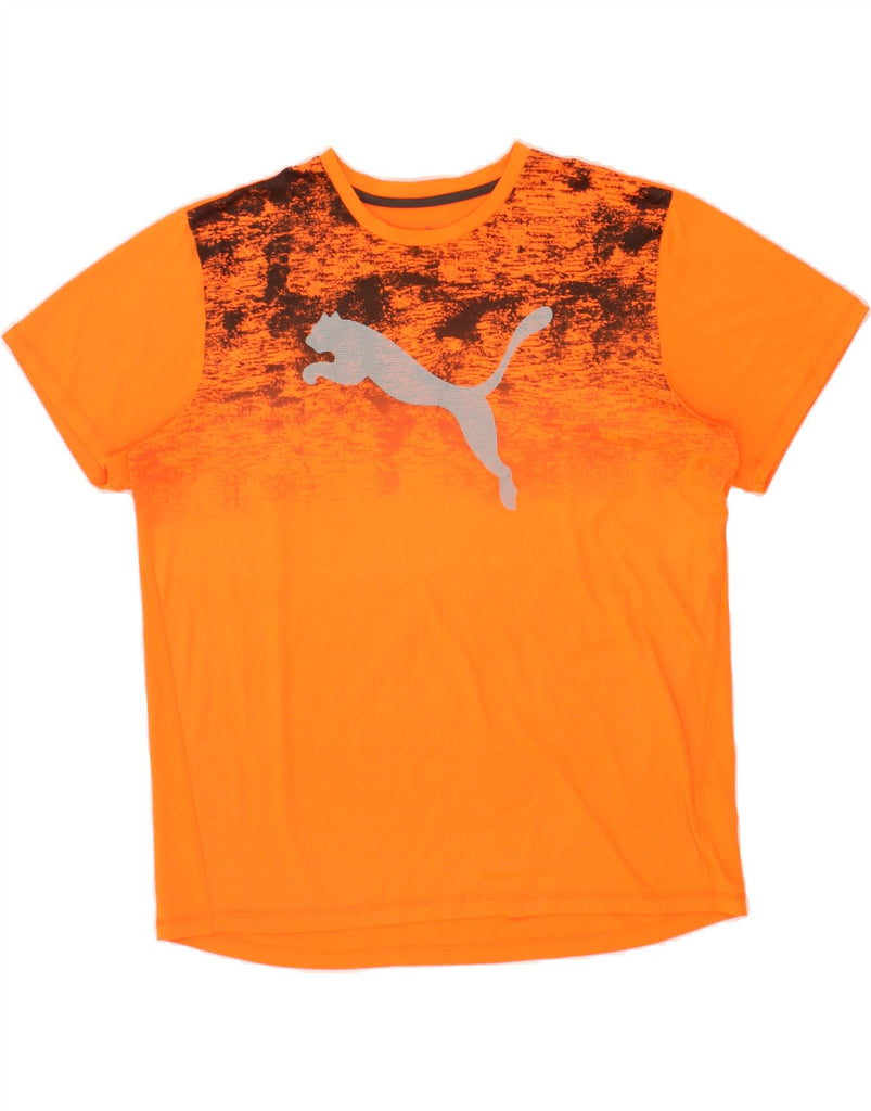 PUMA Mens Graphic T-Shirt Top XL Orange Tie Dye Polyester | Vintage Puma | Thrift | Second-Hand Puma | Used Clothing | Messina Hembry 