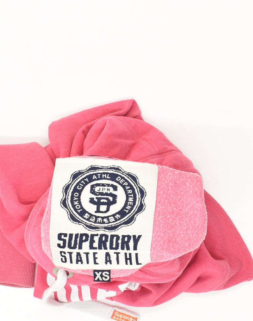 SUPERDRY Womens Graphic Hoodie Jumper UK 4 XS Pink Cotton | Vintage Superdry | Thrift | Second-Hand Superdry | Used Clothing | Messina Hembry 