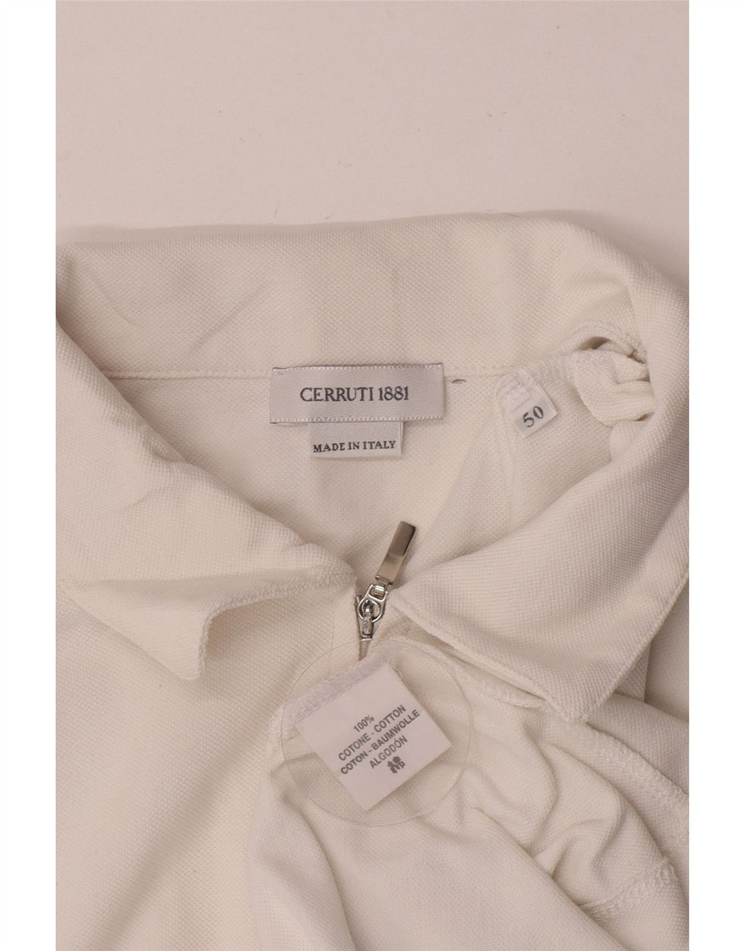 Cerruti 1881 Mens Polo Shirt IT 50 Medium White Cotton