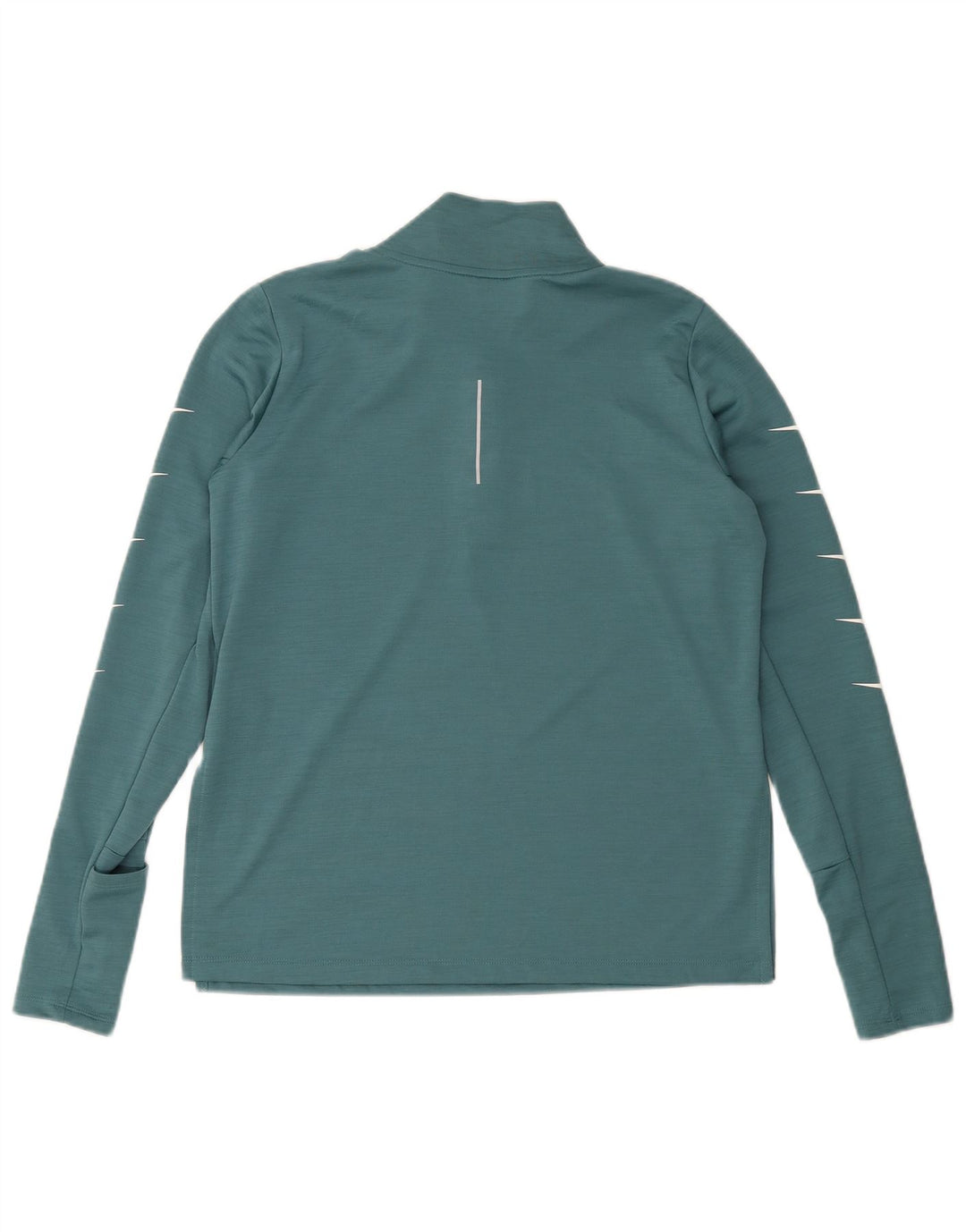 Nike Mens Dri Fit Zip Neck Graphic Top Long Sleeve Medium Green Polyester