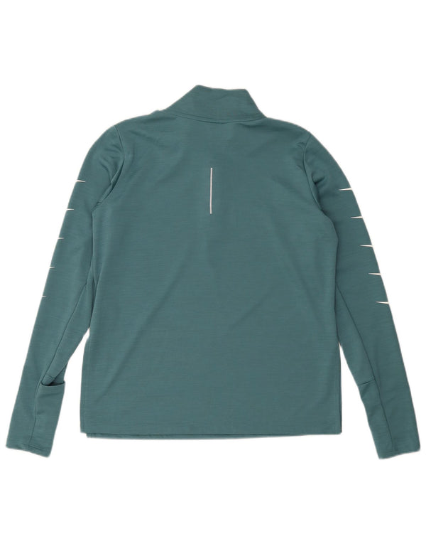 Nike Mens Dri Fit Zip Neck Graphic Top Long Sleeve Medium Green Polyester