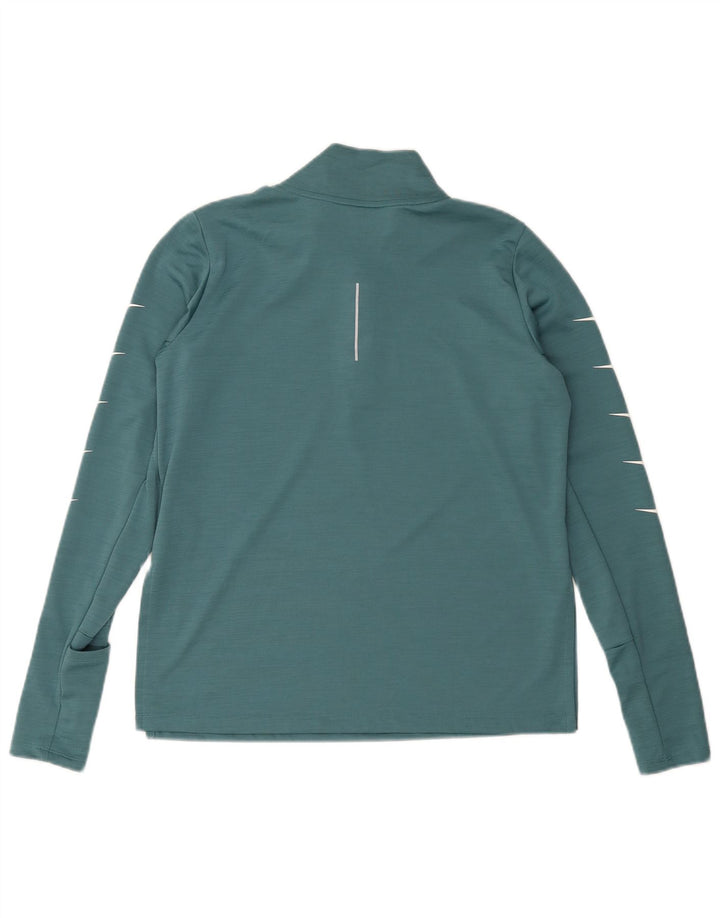 Nike Mens Dri Fit Zip Neck Graphic Top Long Sleeve Medium Green Polyester