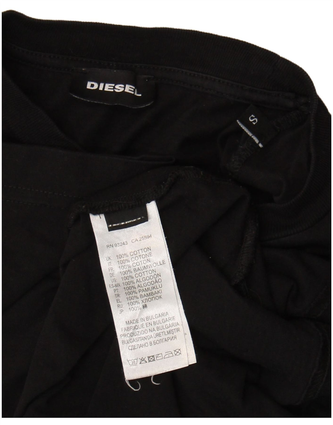 Diesel Mens Graphic T-Shirt Top Small Black Cotton