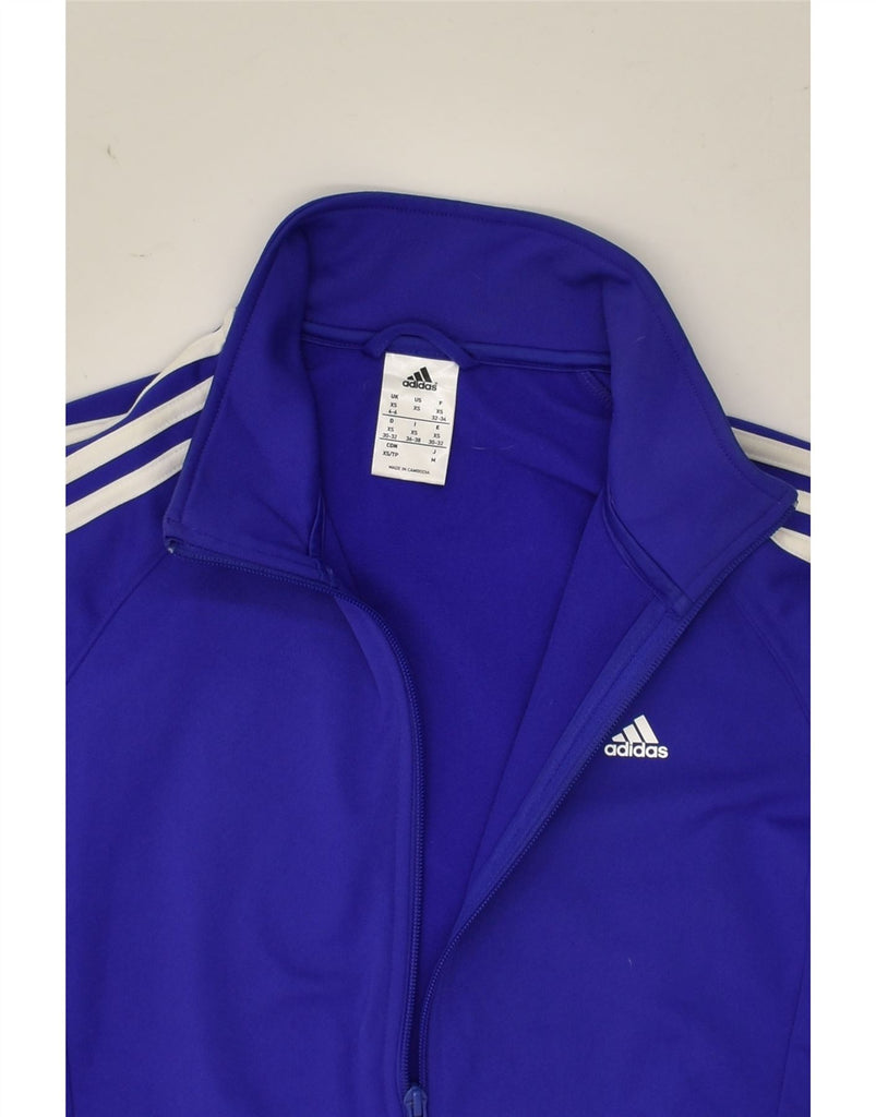 ADIDAS Womens Loose Fit Tracksuit Top Jacket UK 4/6 XS Blue Polyester | Vintage Adidas | Thrift | Second-Hand Adidas | Used Clothing | Messina Hembry 