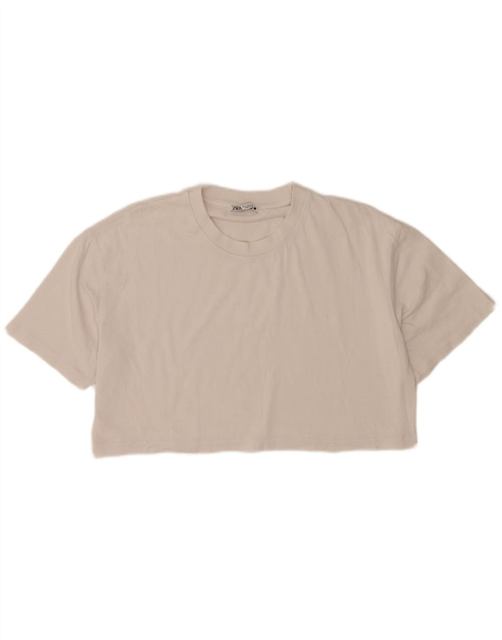 Zara Womens Crop Oversized T-Shirt Top UK 14 Medium White