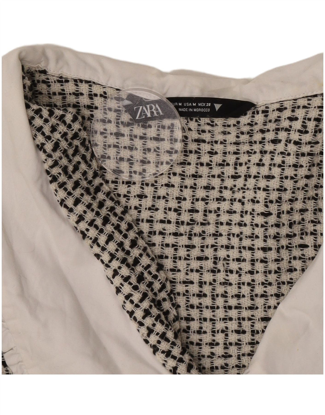Zara Womens Crop Shirt Blouse UK 12 Medium Black Flecked