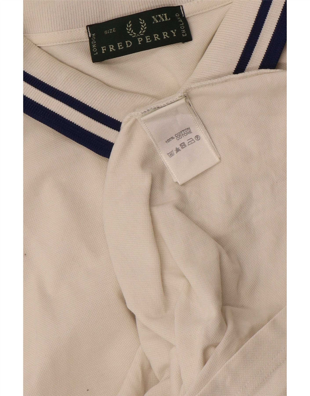 Fred Perry Mens Polo Shirt 2XL White Striped Cotton