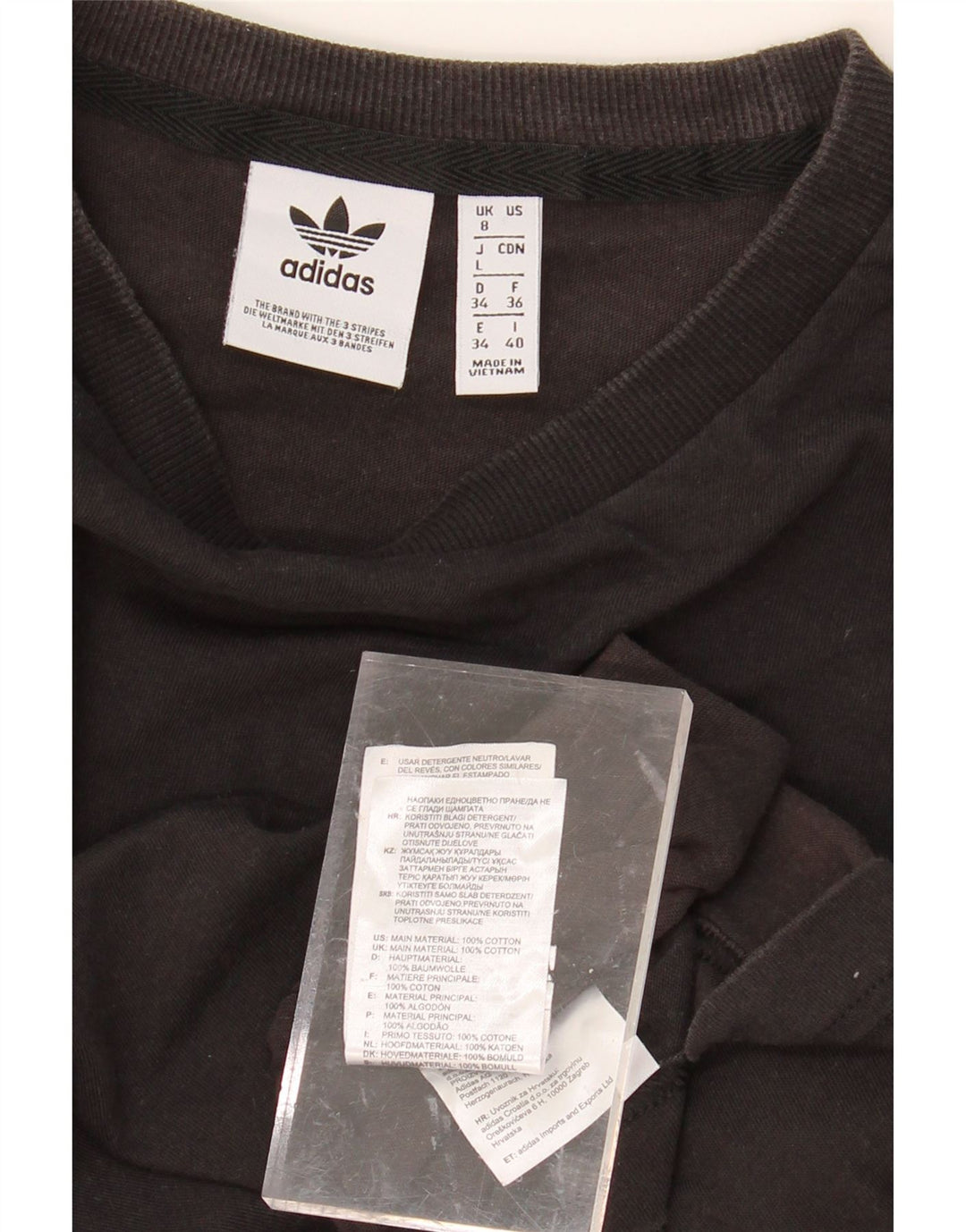 ADIDAS Womens Oversized T-Shirt Top UK 8 Small Black Cotton Vintage Adidas and Second-Hand Adidas from Messina Hembry 