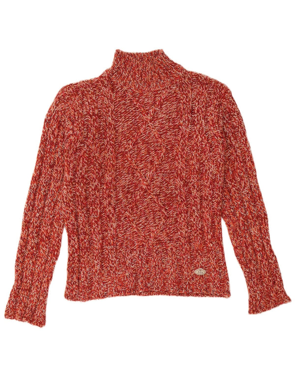 Vintage Womens Turtle Neck Jumper Sweater UK 14 Large Red Flecked Acrylic