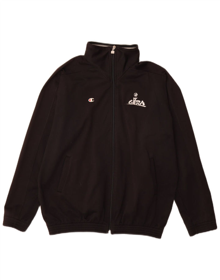 Champion Boys Loose Fit Tracksuit Top Jacket 15-16 Years Black Polyester