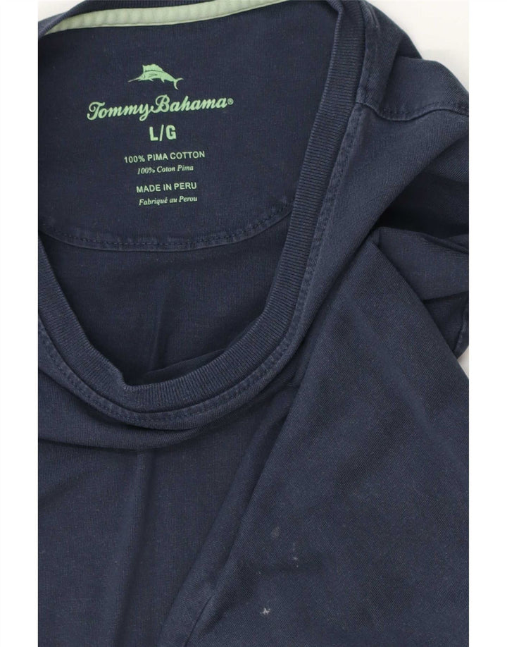 Tommy Bahama Mens Top Long Sleeve Large Navy Blue Cotton