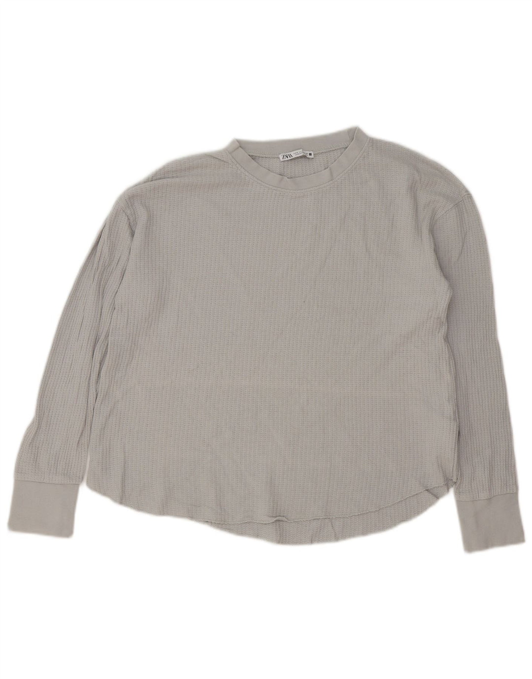 Zara Womens Oversized Top Long Sleeve UK 10 Small Grey Cotton