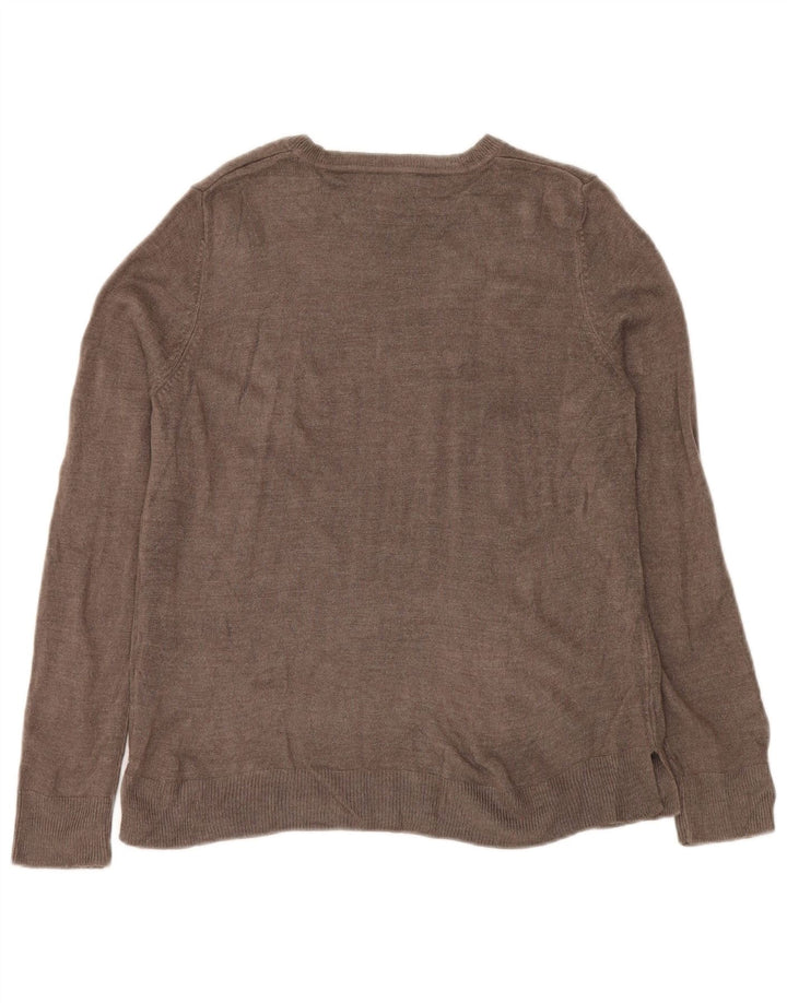 Marks & Spencer Womens Boat Neck Jumper Sweater UK 12 Medium Grey Acrylic