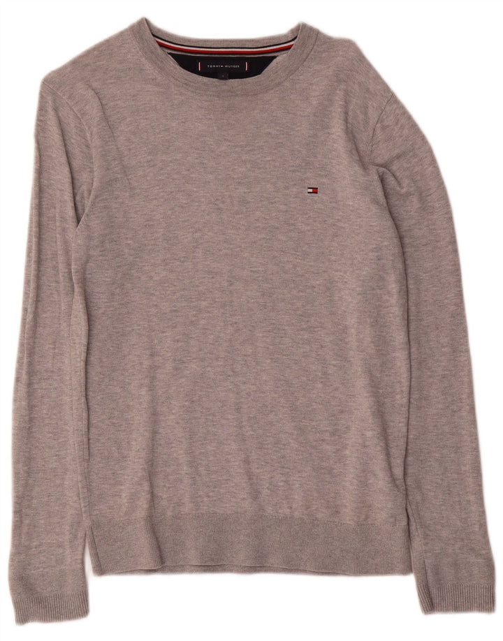 Tommy Hilfiger Mens Boat Neck Jumper Sweater Small Grey Cotton