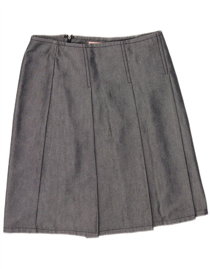 Max & Co. Womens Pleated Skirt UK 12 Medium W30 Navy Blue Cotton
