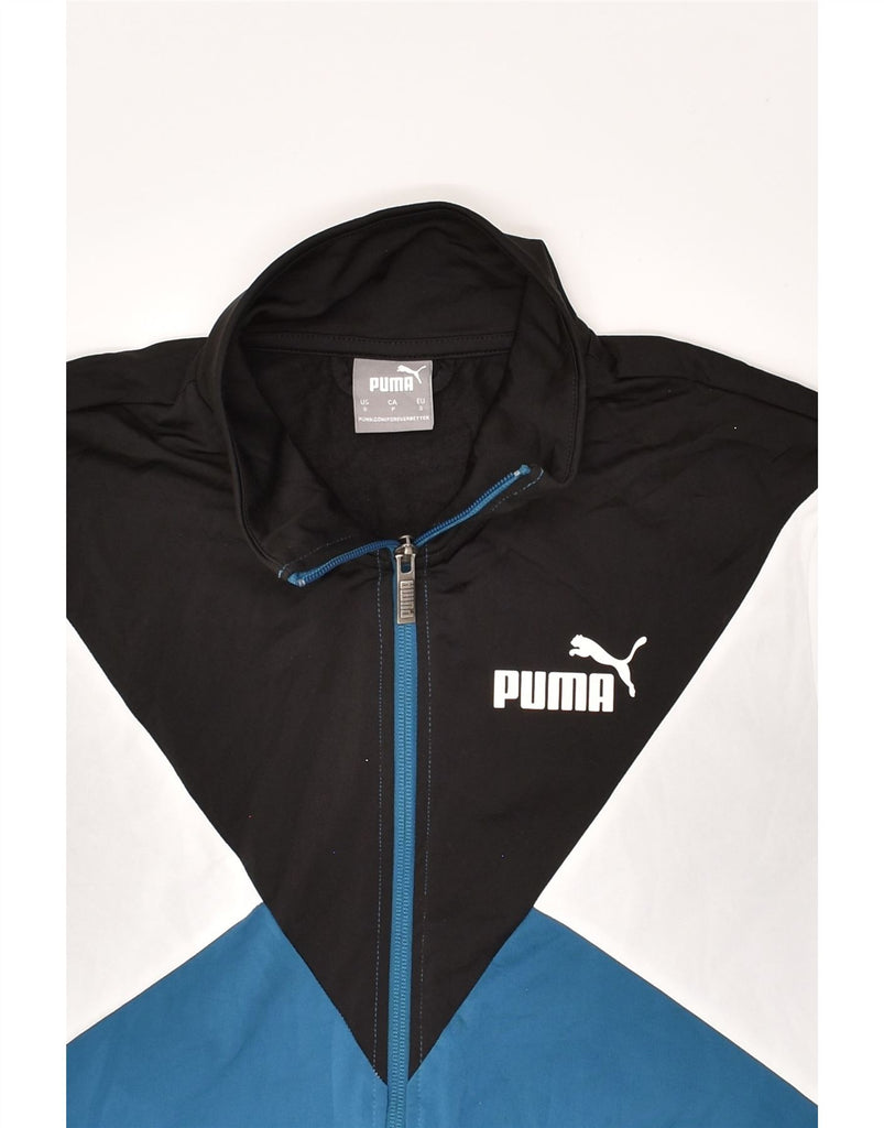 PUMA Mens Tracksuit Top Jacket Small Blue Colourblock Polyester | Vintage Puma | Thrift | Second-Hand Puma | Used Clothing | Messina Hembry 