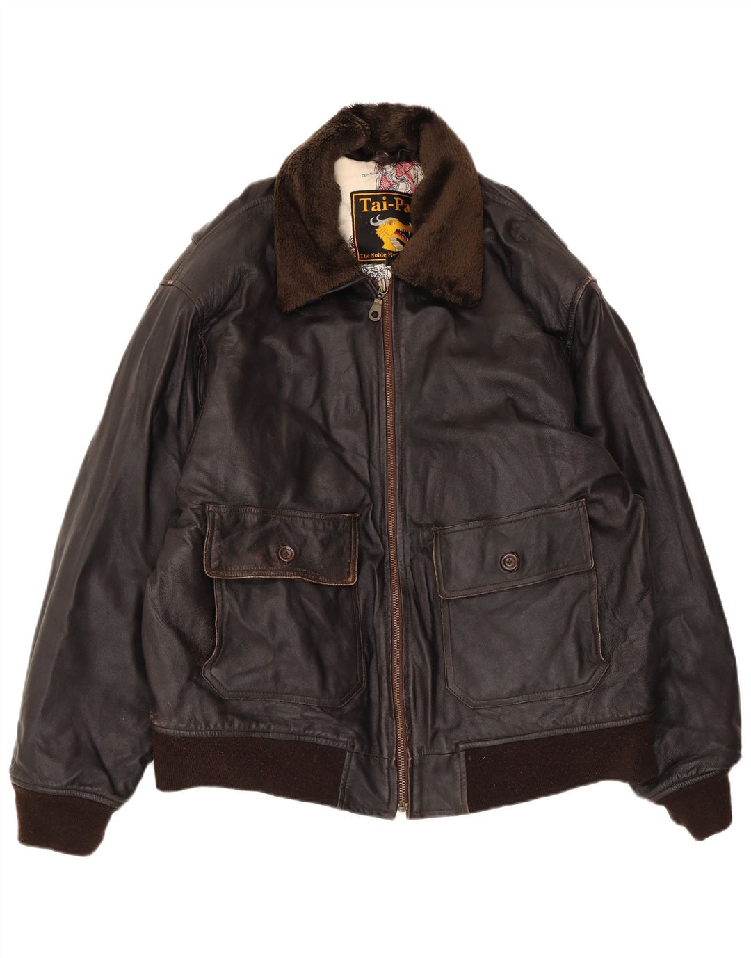 Vintage Mens Leather Jacket UK 42 XL Brown Leather
